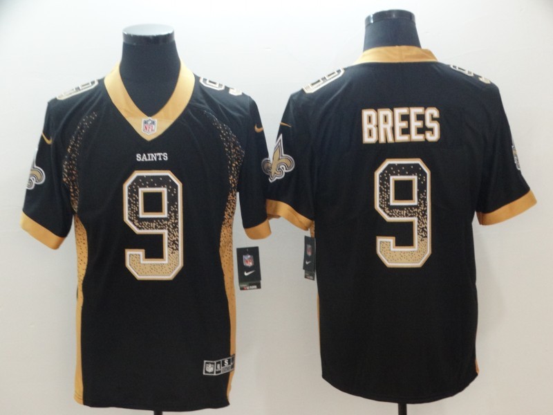 Men's New Orleans Saints Drew Brees #9 Black Jersey